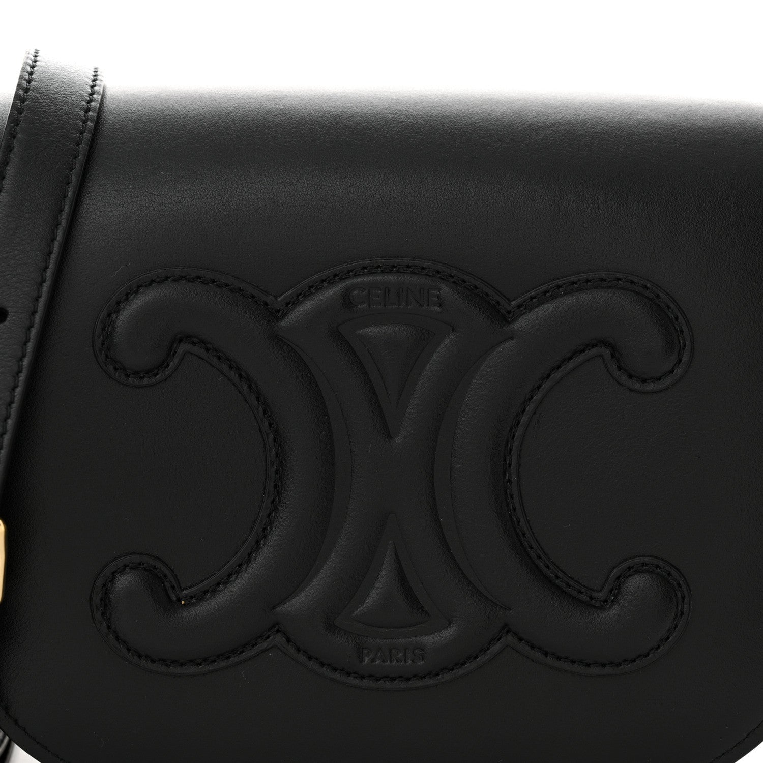Celine Smooth Calfskin Cuir Triomphe Folco Crossbody Bag Black 8 of 12