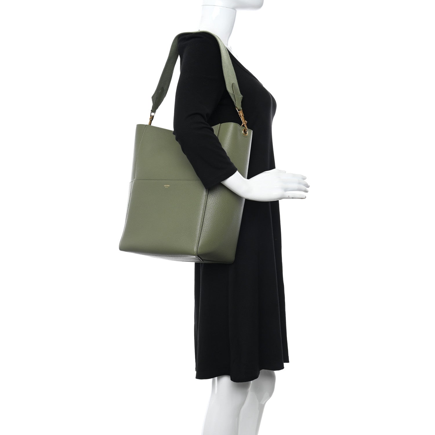 Celine Soft Grained Calfskin Sangle Bucket Bag Light Khaki 3 of 12