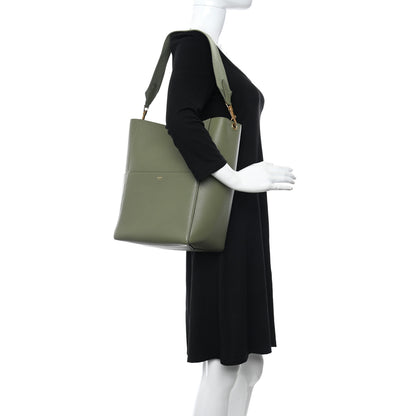 Celine Soft Grained Calfskin Sangle Bucket Bag Light Khaki 3 of 12