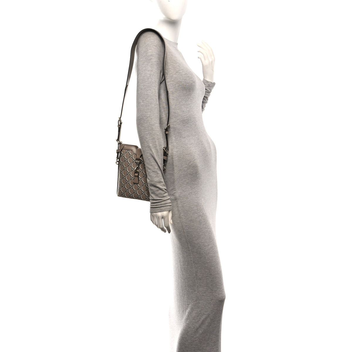 Gucci GG Shadow Monogram Mini Bucket Bag Beige Taupe 2 of 10