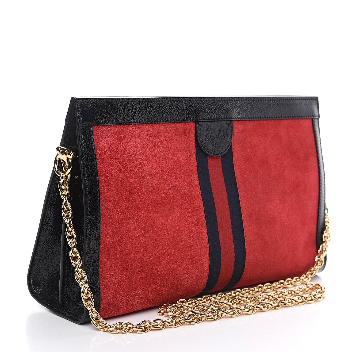 Gucci Suede Patent Web Medium Ophidia Chain Shoulder Bag Hibiscus Red Black 2 of 13