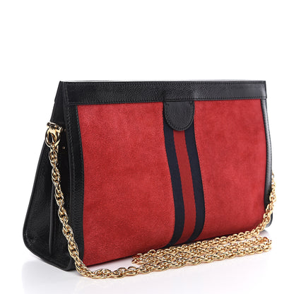 Gucci Suede Patent Web Medium Ophidia Chain Shoulder Bag Hibiscus Red Black 2 of 13