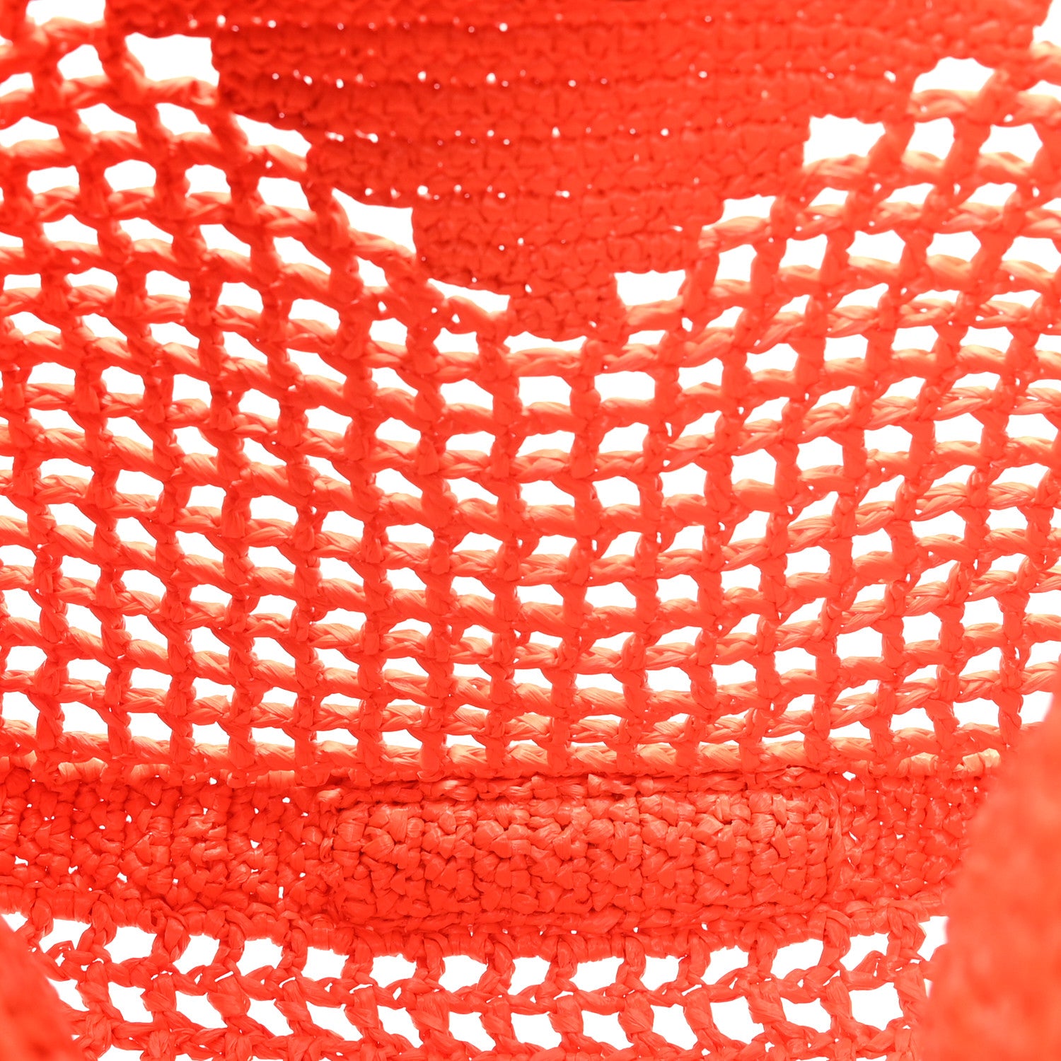 Prada Yarn Raffia Effect Crochet Logo Embroidered Tote Bag Arancio 5 of 9