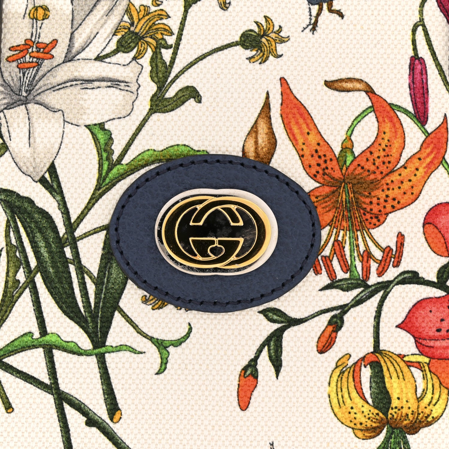 Gucci Canvas Medium Flora Tote White Multicolor Blue Agata 11 of 12