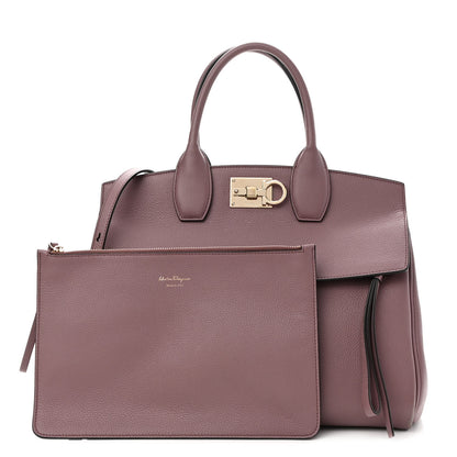 Salvatore Ferragamo Calfskin Large Studio Bag Caraway Seed 1 of 11