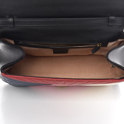 Gucci Calfskin Bamboo Trapuntata Queen Margaret Top Handle Bag Blue Agata Hibiscus Red Mystic White Sugar Pink 6 of 12