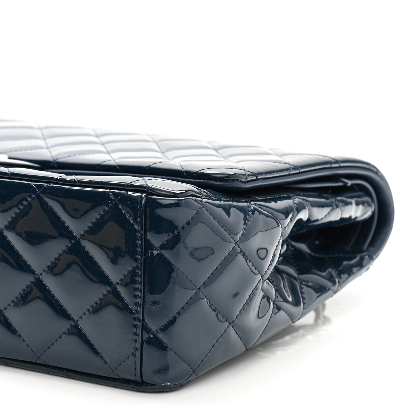 Patent Quilted Maxi Double Flap Navy