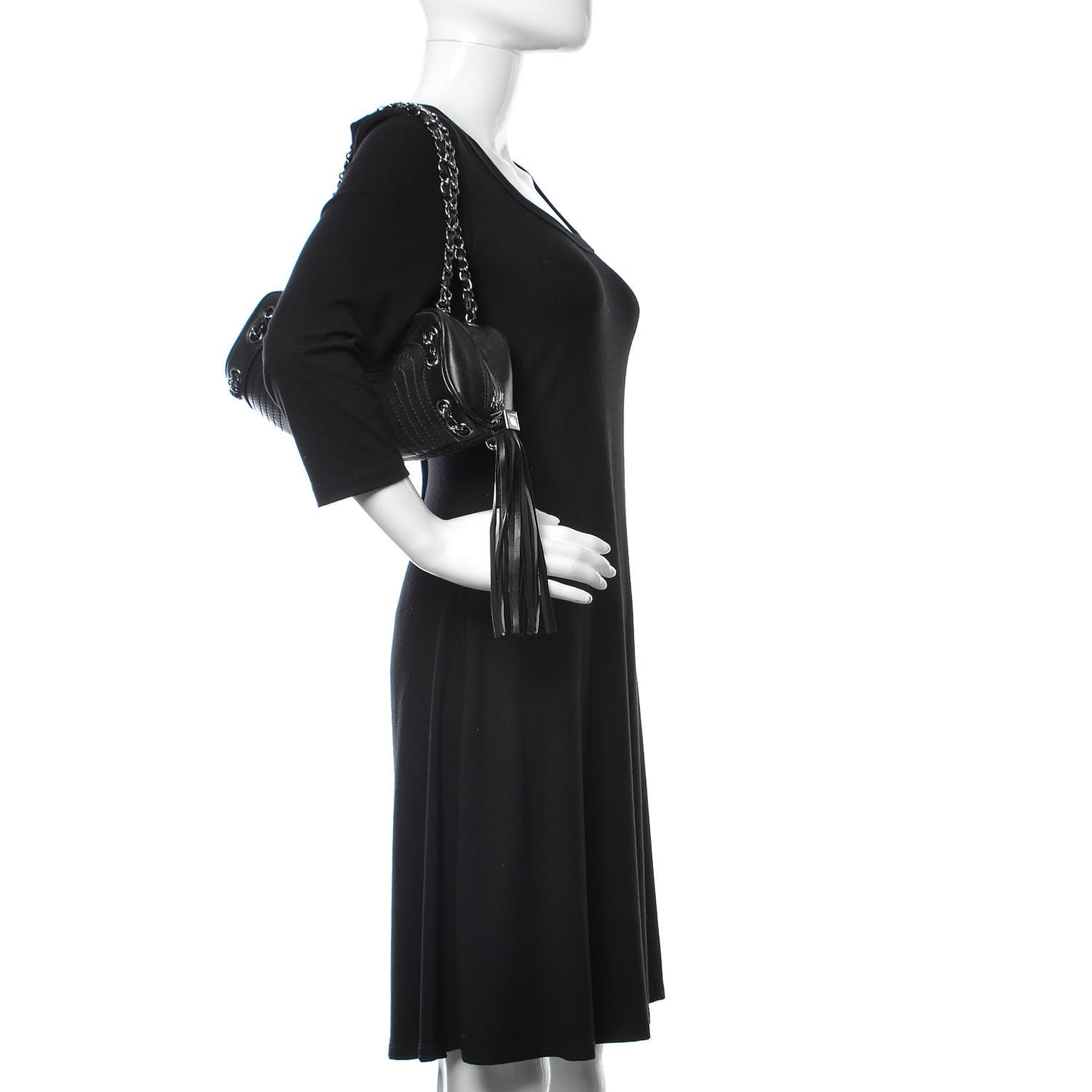 Lambskin Small Tassel Shoulder Bag Black