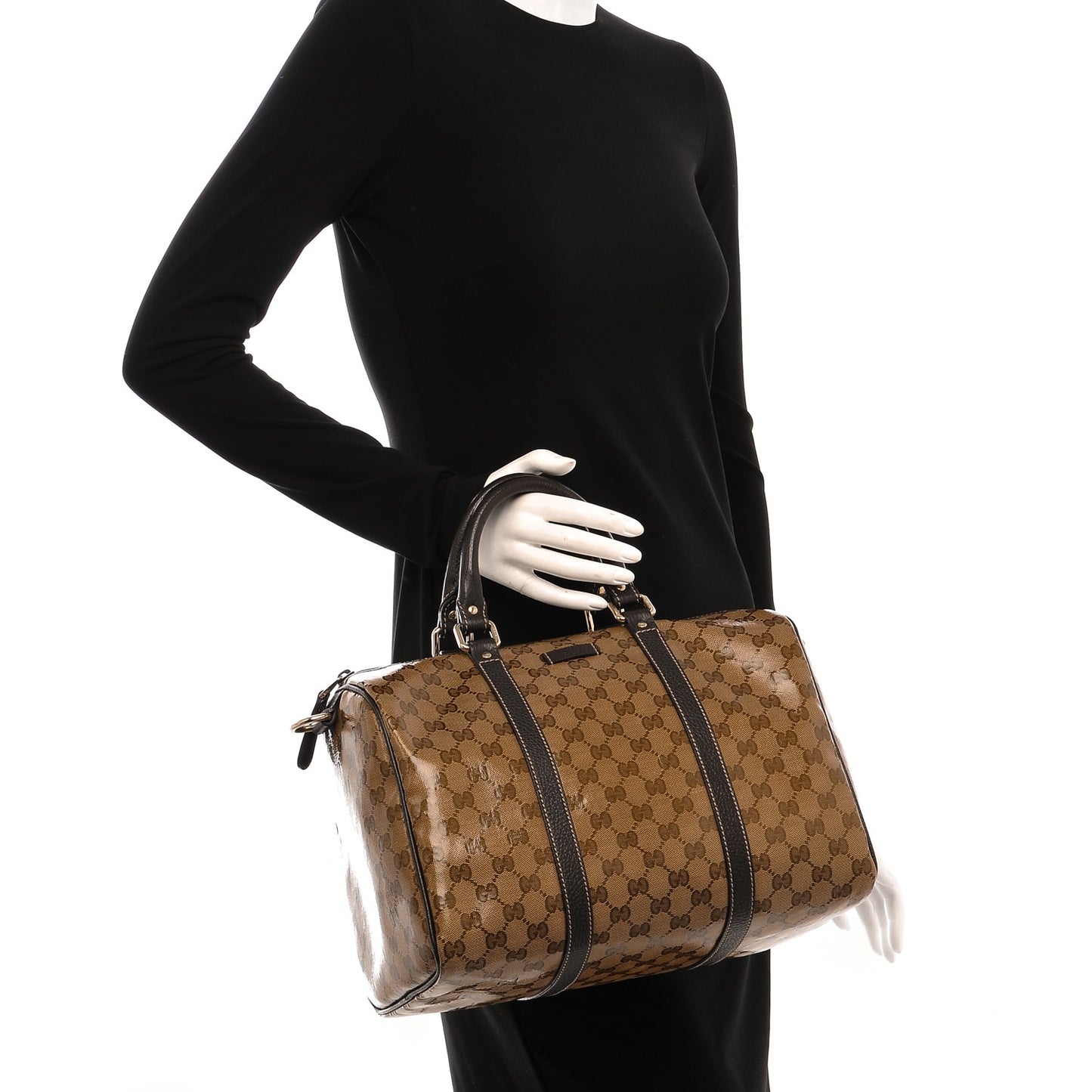 Crystal Monogram Medium Joy Boston Dark Brown