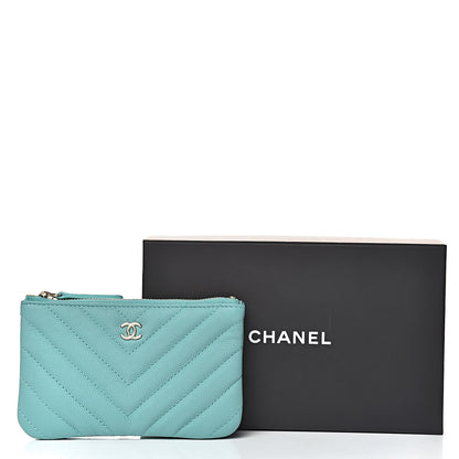 Chanel Caviar Chevron Quilted Small Cosmetic Case Green 8 of 8