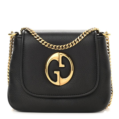 Gucci Pebbled Calfskin Small 1973 Chain Shoulder Bag Black 1 of 12