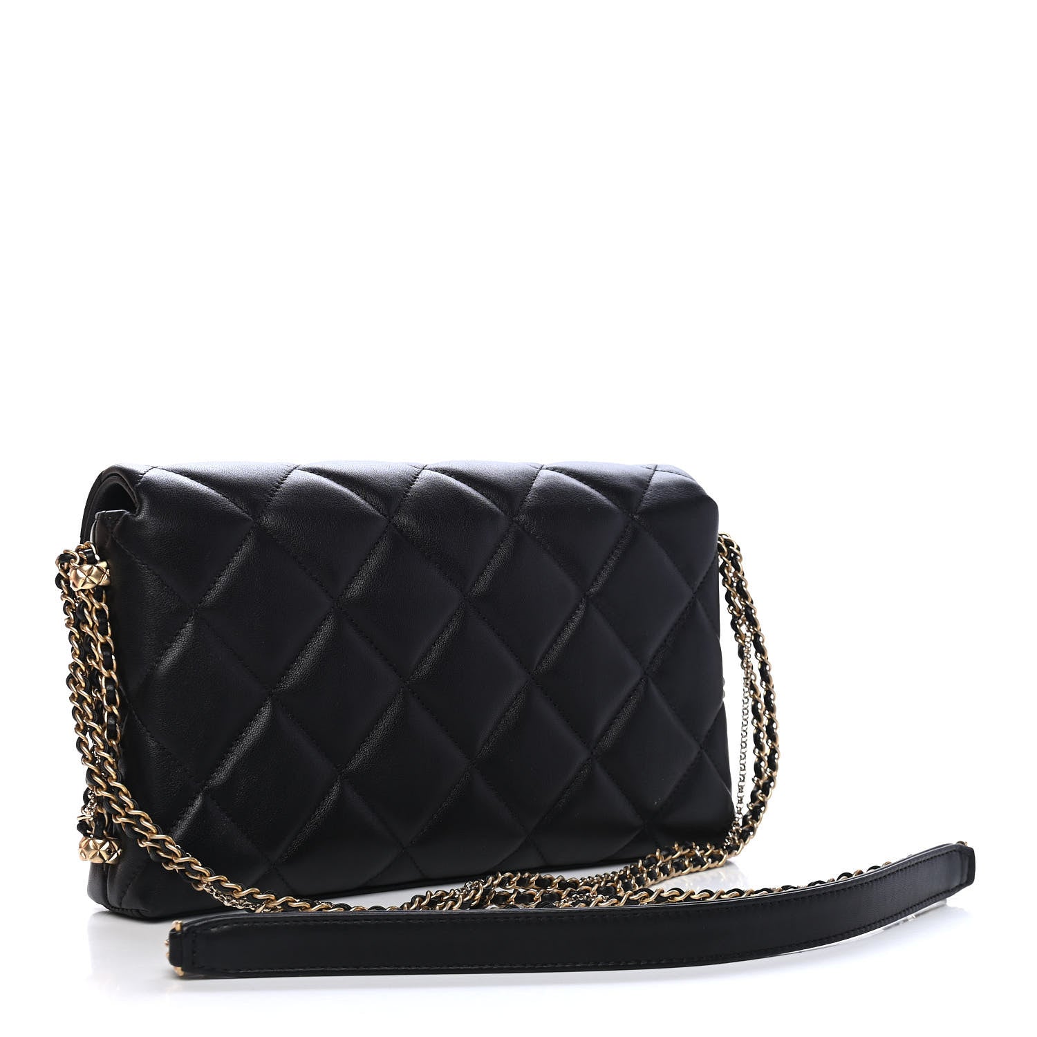 Chanel Lambskin Quilted Crush On Chains Flap Bag Black 2 of 9