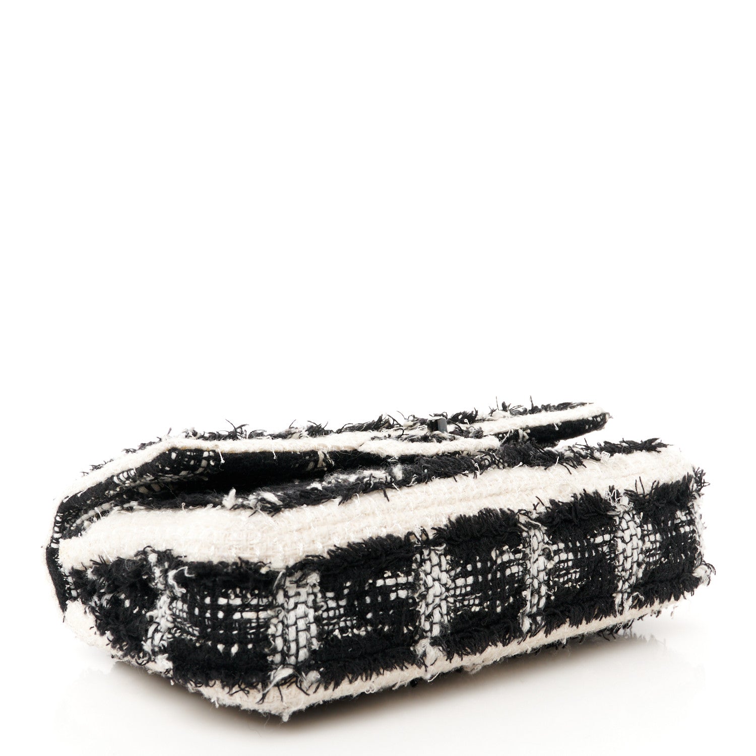 Chanel Tweed Quilted Tartan Medium Double Flap Black White 4 of 11