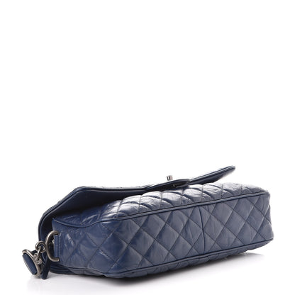 Chanel Crumpled Calfskin Quilted Medium Casual Rock Flap Navy 4 of 8
