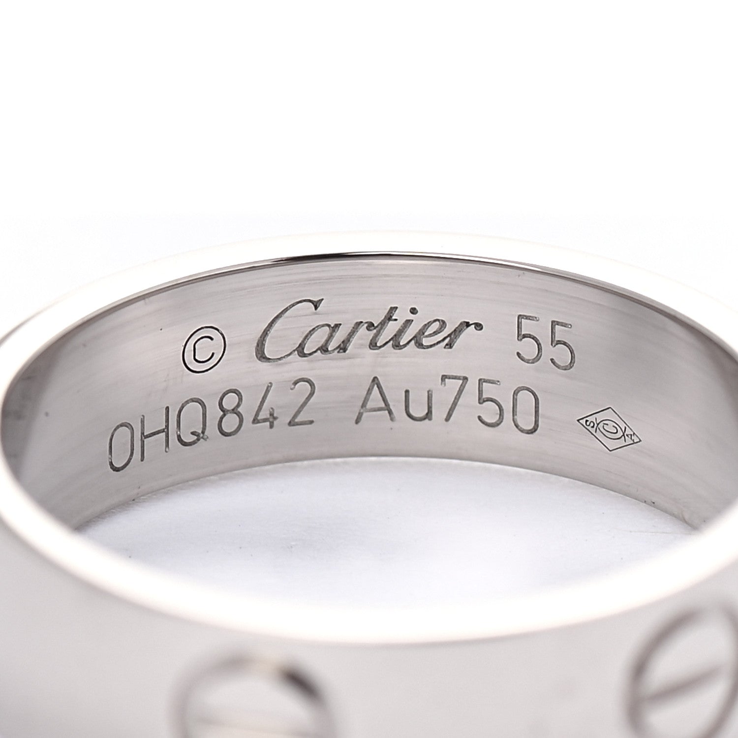 Cartier 18K White Gold 5.5mm LOVE Ring 55 7.25 4 of 5