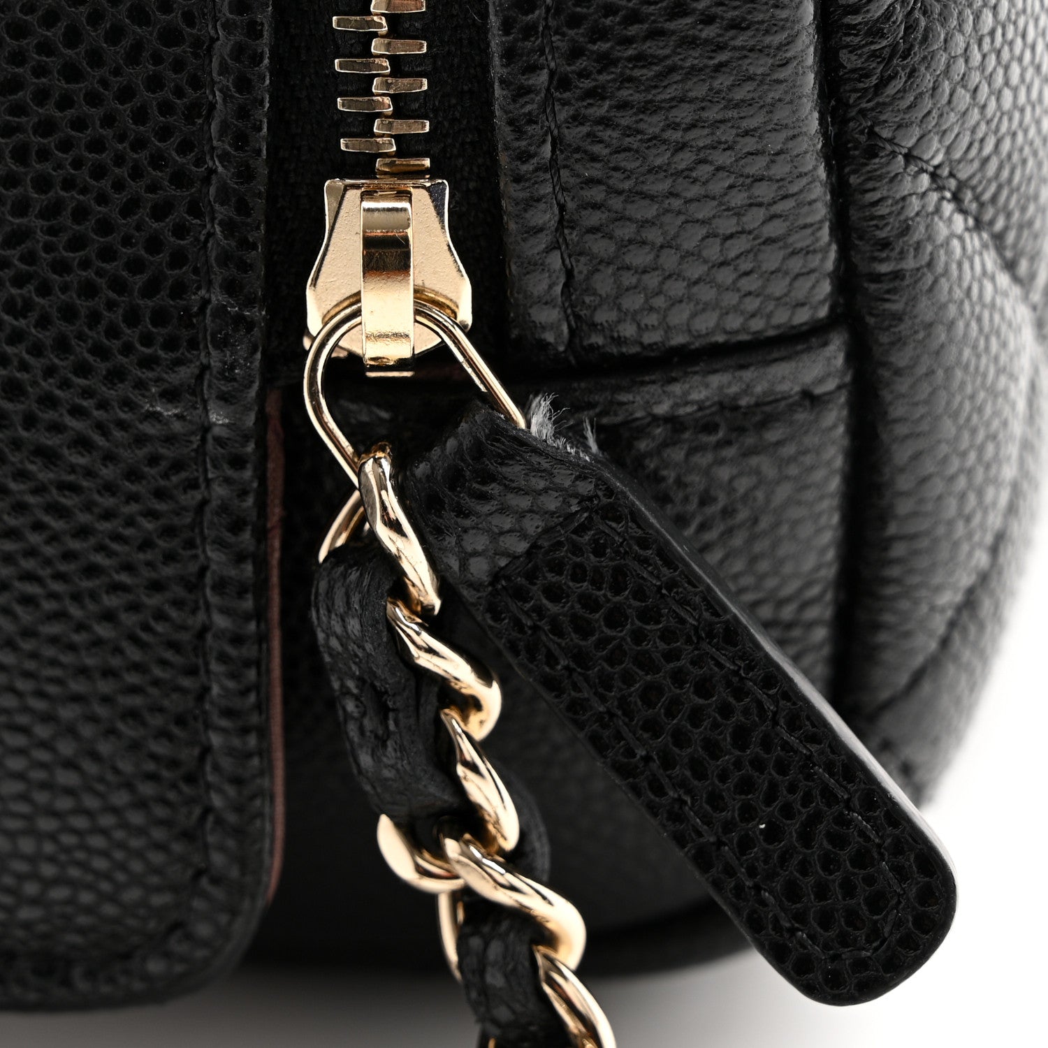 Chanel Caviar Quilted Double Zip Pouch Cosmetic Case Black 9 of 10