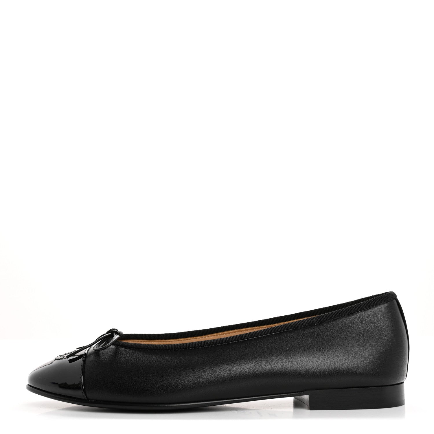 Chanel Lambskin Patent Cap Toe Ballerina Flats 39.5 Black 1 of 10
