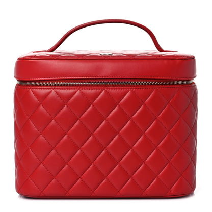 Chanel Lambskin Quilted Large Vanity Pouch Red 1 of 8