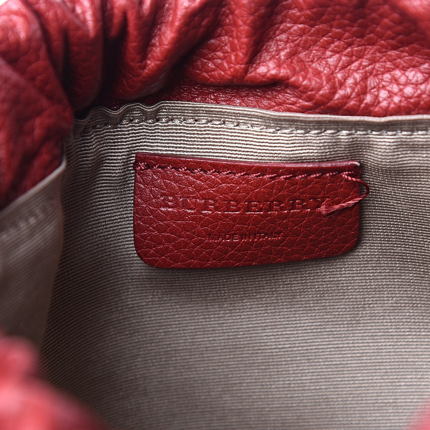 Burberry Grainy Calfskin Drawstring Pouch Red 5 of 9