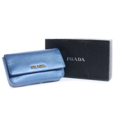 Prada Saffiano Mordore Box Clutch Denim 5 of 10