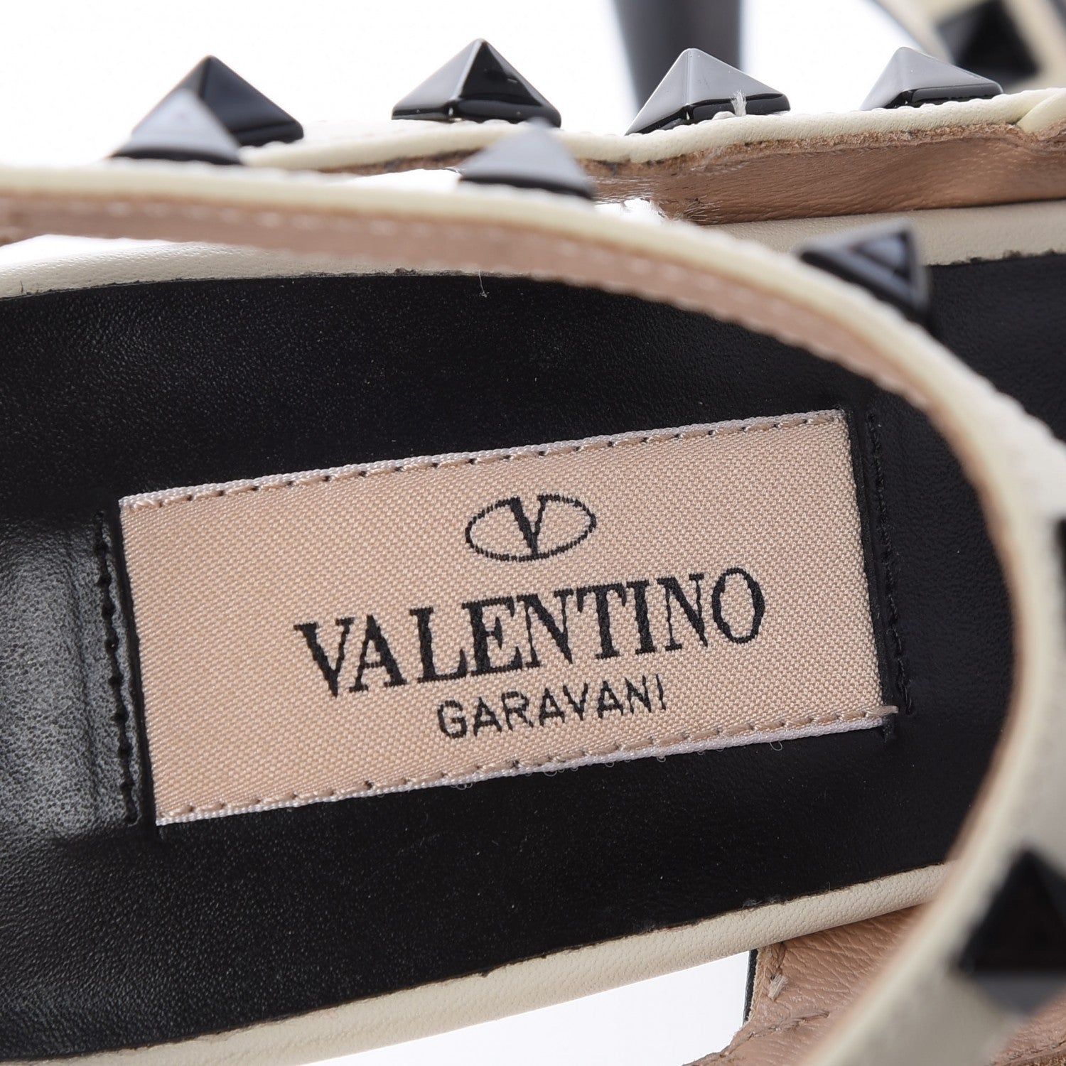 Valentino Garavani Calfskin Rockstud Ankle Strap Pumps 36 Black Ivory 7 of 11