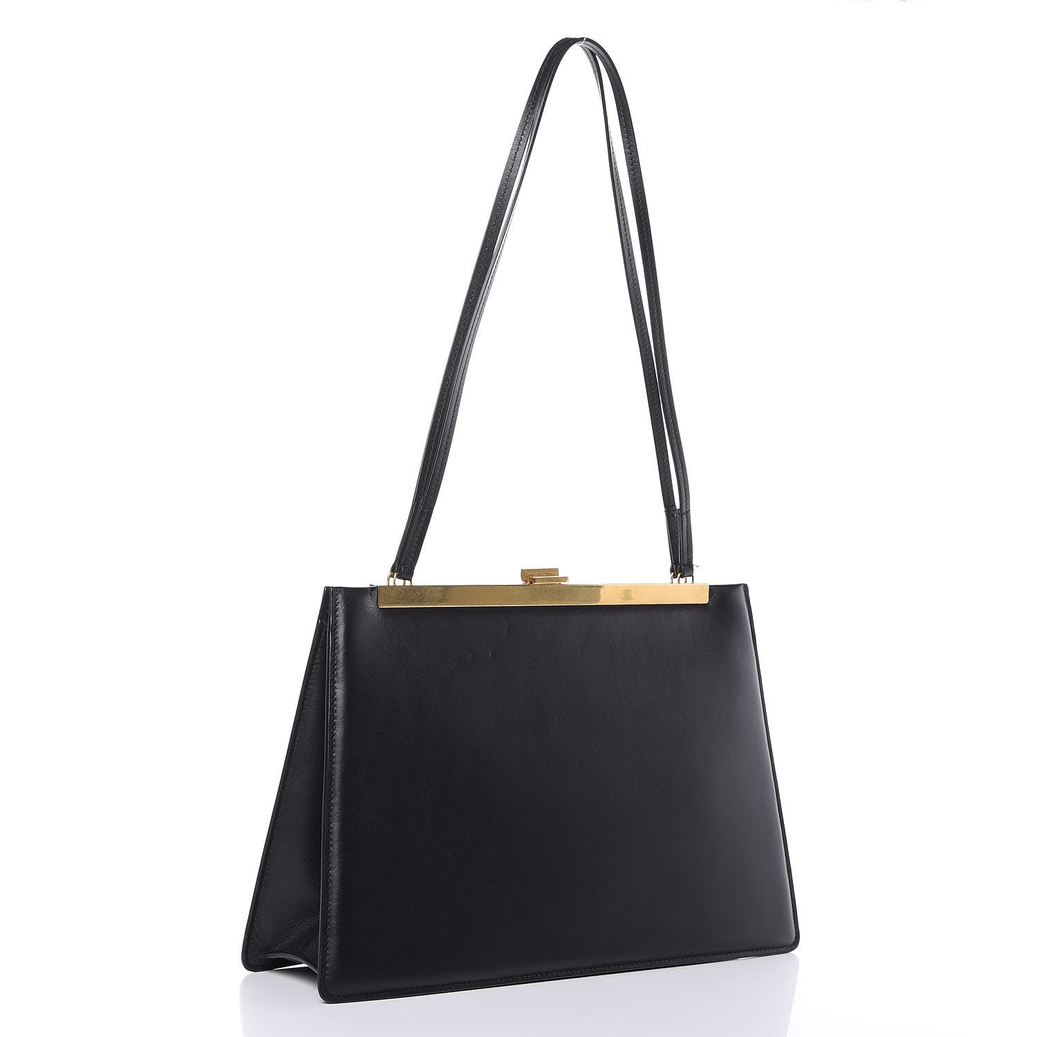 Celine Smooth Calfskin Medium Clasp Shoulder Bag Black 3 of 12