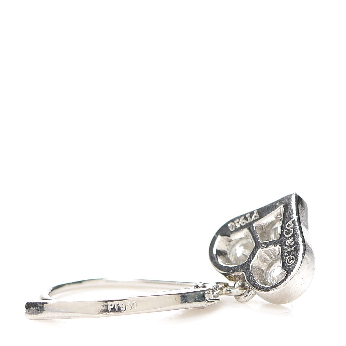 Platinum Diamond Heart Drop Earrings