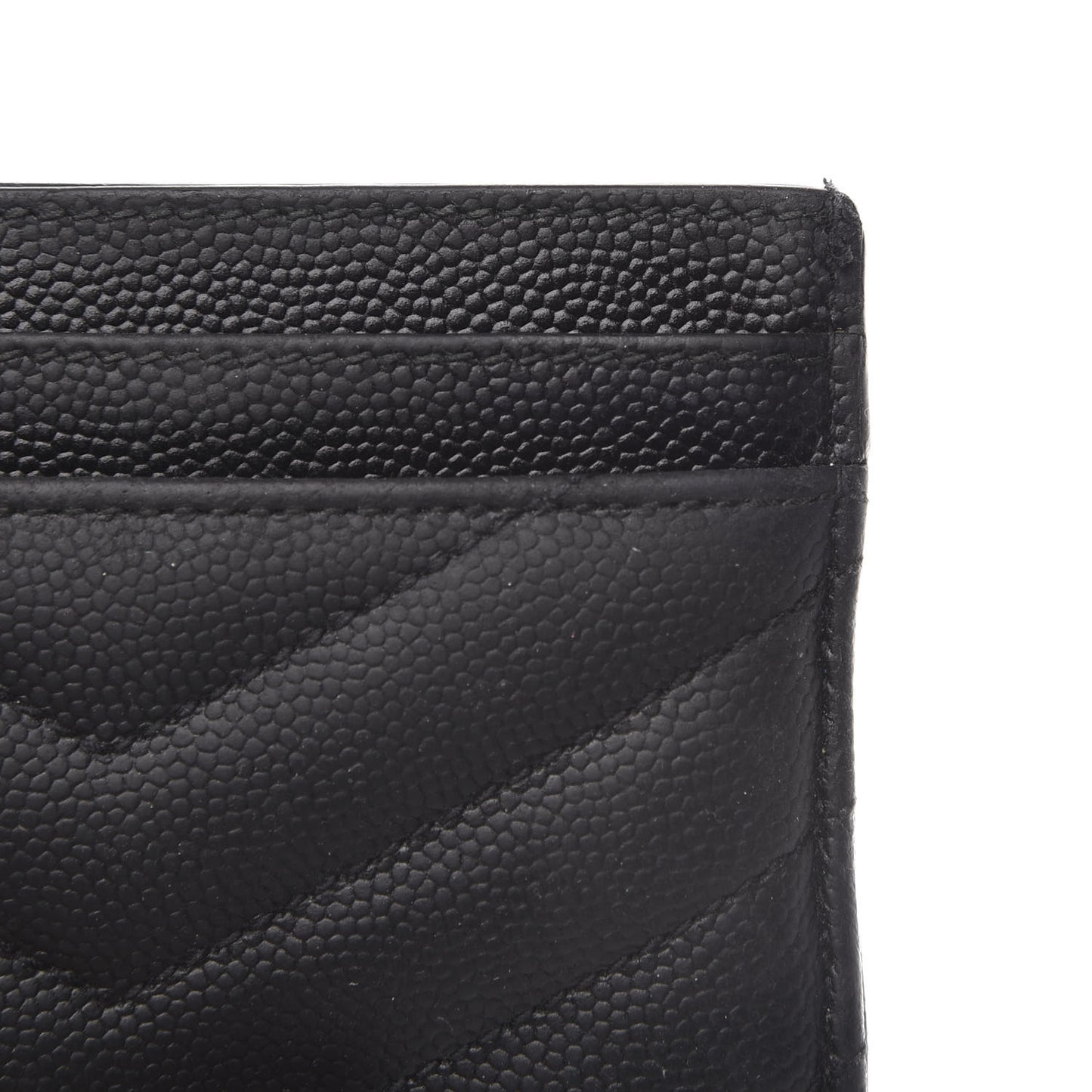 Grain De Poudre Matelasse Chevron Monogram Credit Card Case Black