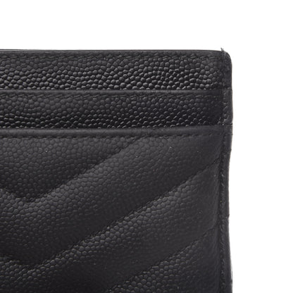 Saint Laurent Grain De Poudre Matelasse Chevron Monogram Credit Card Case Black 11 of 11