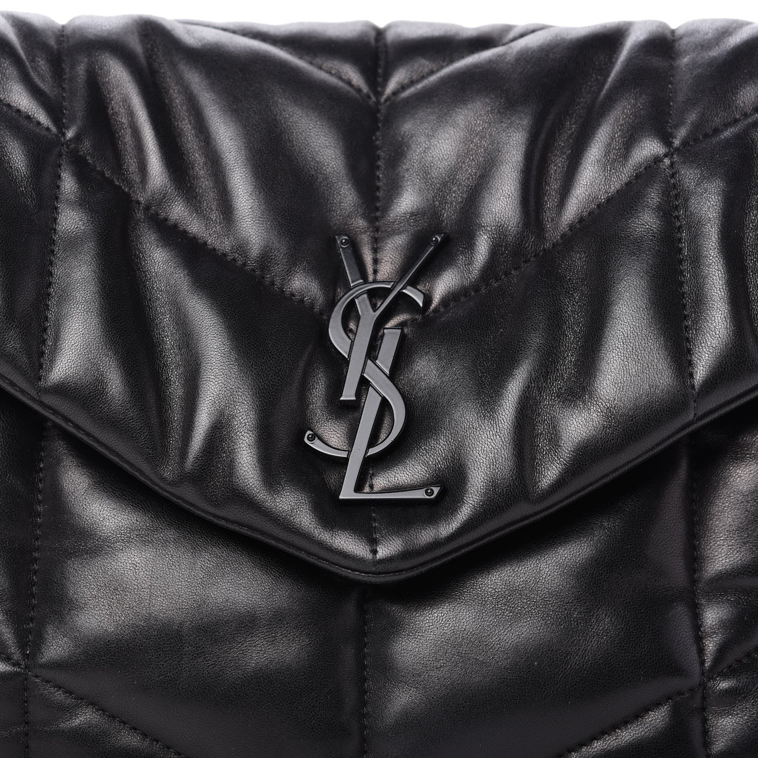 Saint Laurent Lambskin Quilted Medium Loulou Puffer Monogram Chain Satchel Black 10 of 10