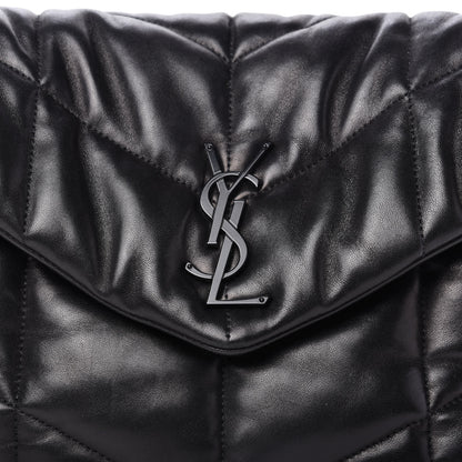 Saint Laurent Lambskin Quilted Medium Loulou Puffer Monogram Chain Satchel Black 10 of 10