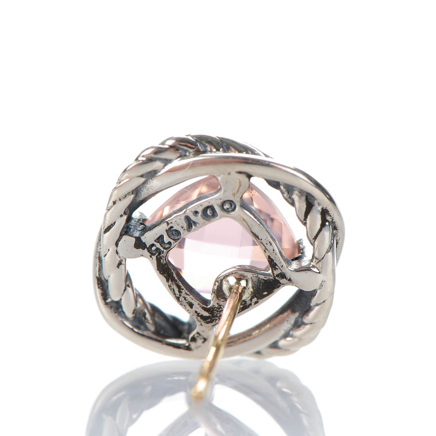 David Yurman Sterling Silver Morganite 7mm Infinity Earrings 4 of 6