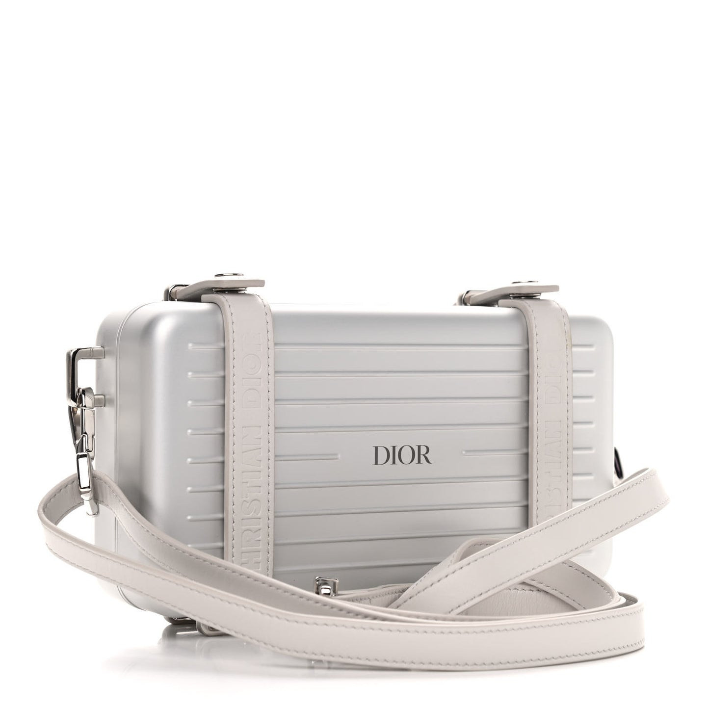 X RIMOWA Aluminum Personal Clutch On Strap Silver
