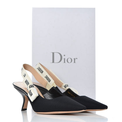 Christian Dior Technical Canvas Ribbon J Adior Slingback 65mm Pumps 38 Black 11 of 11