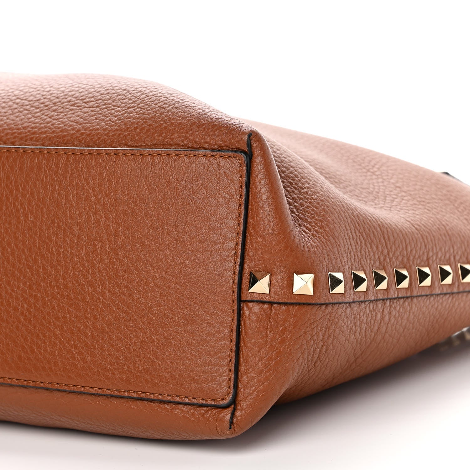 Valentino Garavani Pebbled Calfskin Rockstud Tote Brown 10 of 10