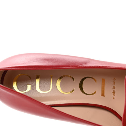 Gucci Malaga Kid Sylvie Web Chain Mid Heel Loafers 37 Hibiscus Red 7 of 10