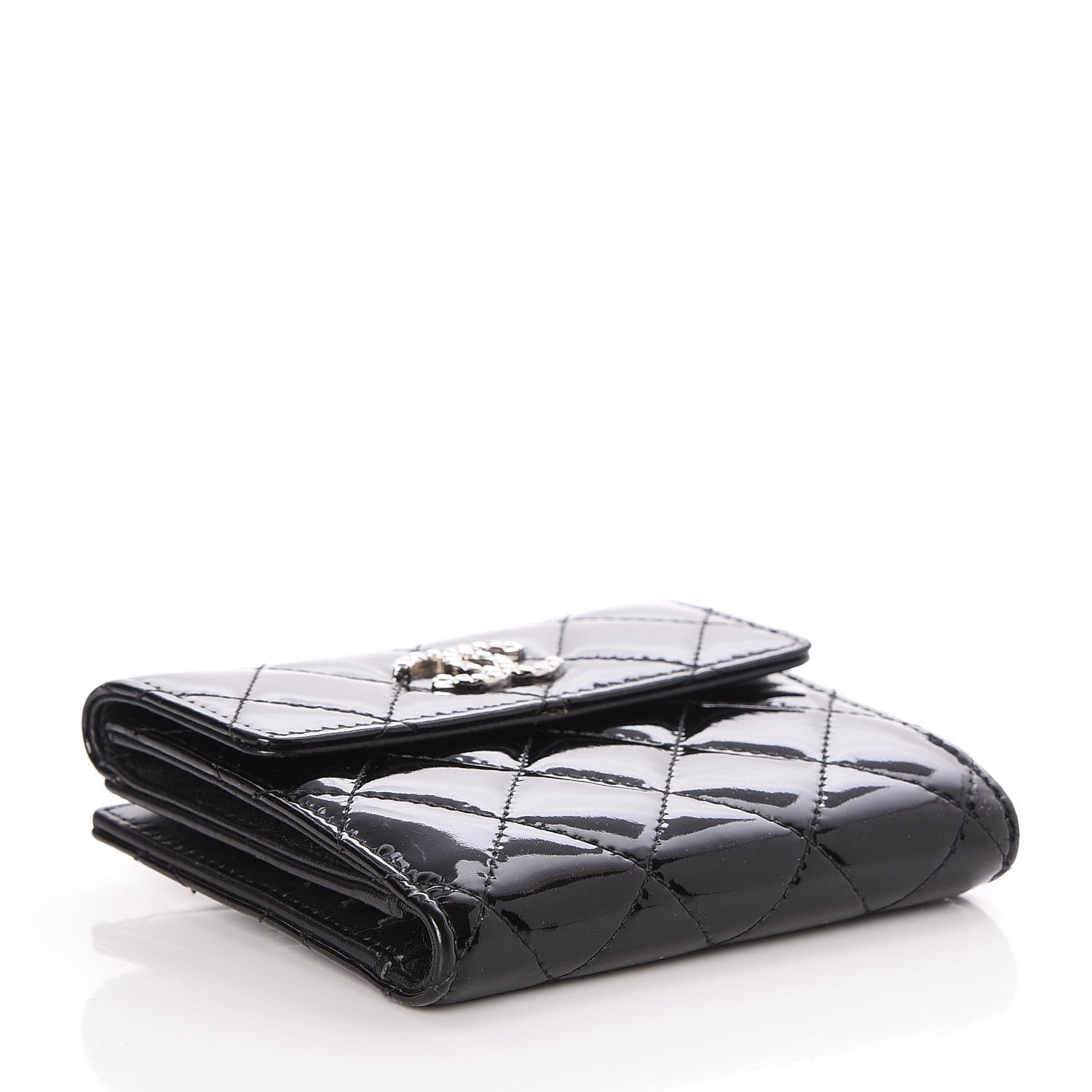 Chanel Patent Quilted Brilliant Compact Wallet Black 4 of 8