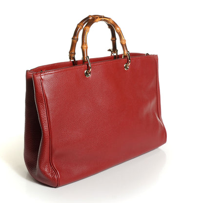 Gucci Calfskin Large Bamboo Shopper Tote Red 3 of 9