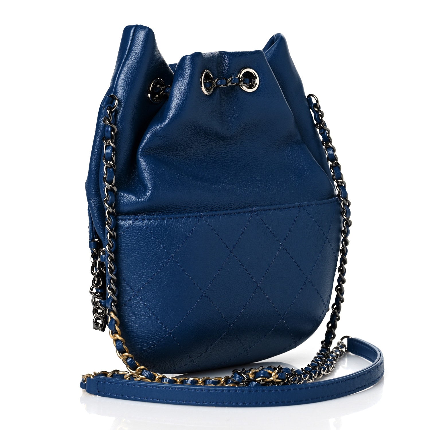 Chanel Calfskin Quilted Small Gabrielle Bucket Dark Blue 2 of 8