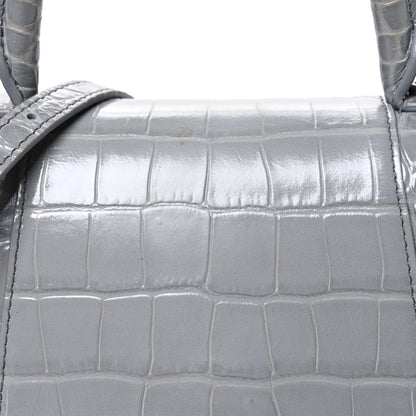 Balenciaga Shiny Calfskin Crocodile Embossed Small Hourglass Top Handle Bag Balenciaga Grey Balenciaga Grey 9 of 11