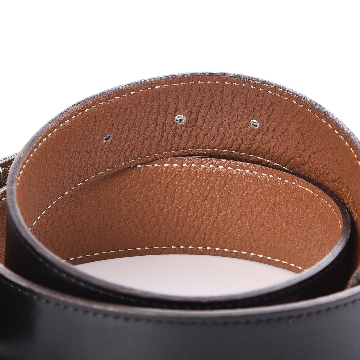 Hermes Chamonix Togo 32mm Quiz Plate Belt 80 Black Gold 5 of 6