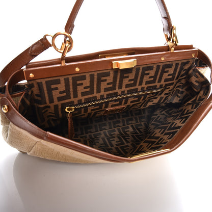 Fendi Corda Zucca Large Peekaboo Iconic Satchel Cognac 6 of 19