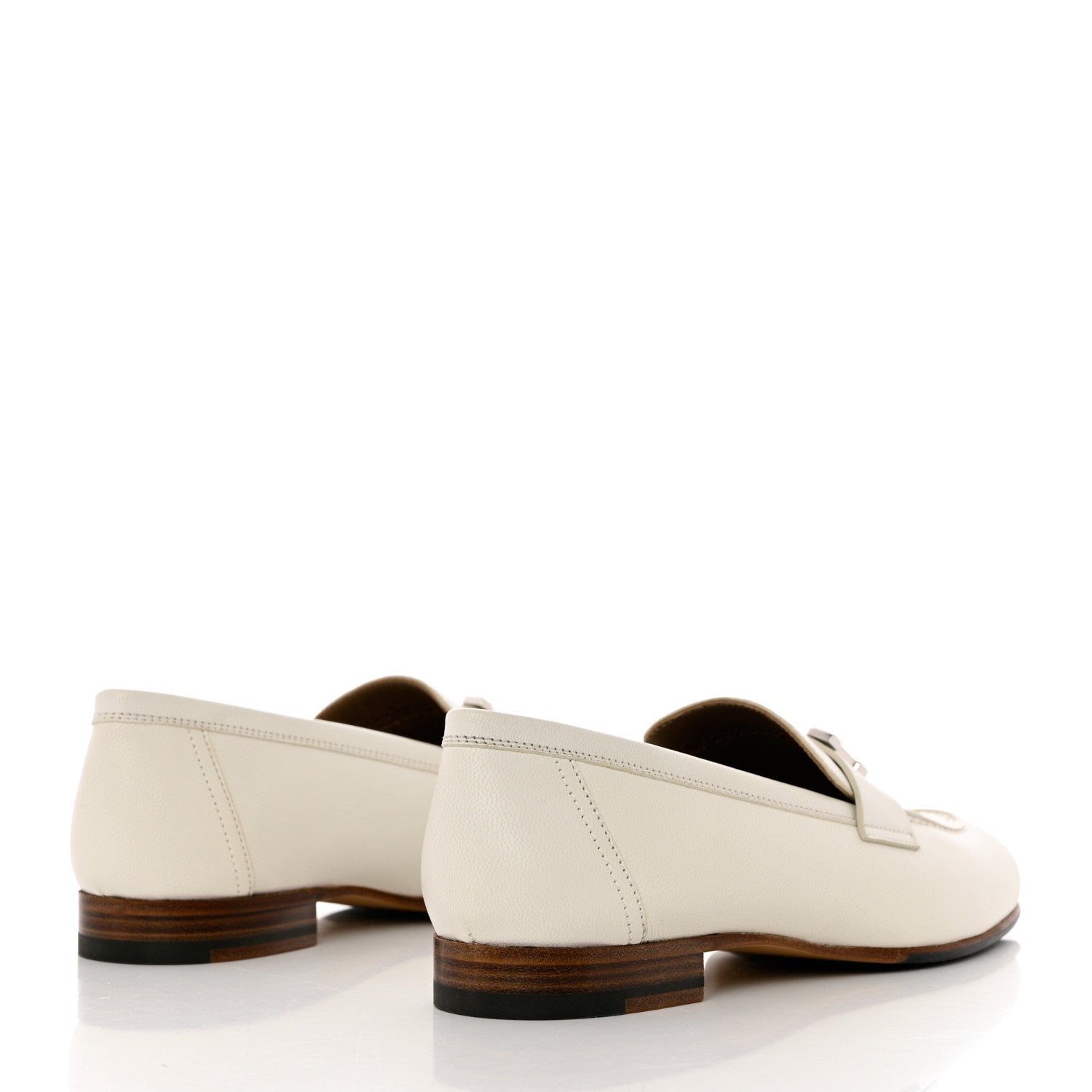 Hermes Chevre Laquered Womens Paris Loafers 37 Beige Glaise 4 of 11