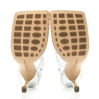 Bottega Veneta Mesh Metallic Nappa Stretch Ankle Tie Sandals 37 Silver 5 of 7