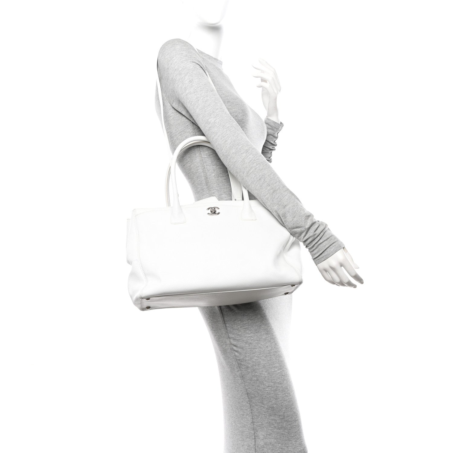 Chanel Calfskin Cerf Executive Shopper Tote White 2 of 20