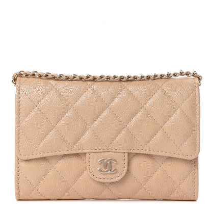 Chanel Iridescent Caviar Quilted Classic Clutch With Chain Beige 1 of 12