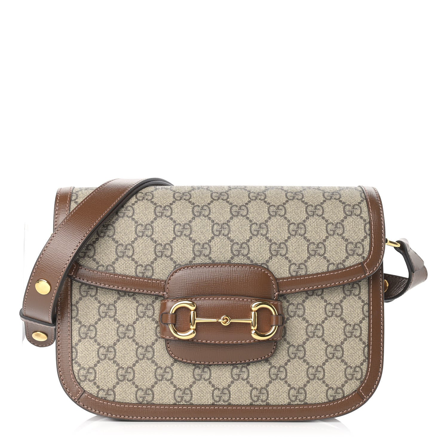 Gucci GG Supreme Monogram Horsebit 1955 Shoulder Bag Beige Brown Sugar 1 of 11