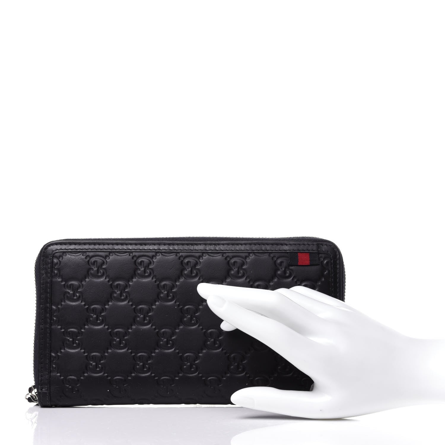Gucci Guccissima Signature Web Zip Around Organizer Wallet Navy 2 of 12
