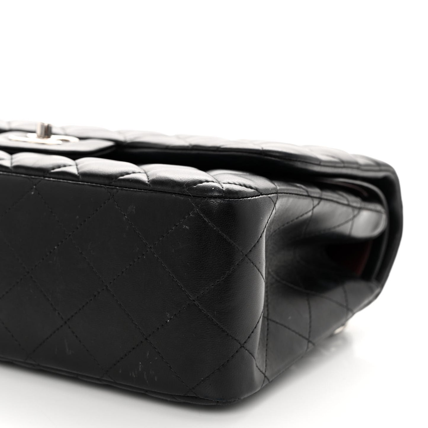 Lambskin Quilted Jumbo Double Flap Black