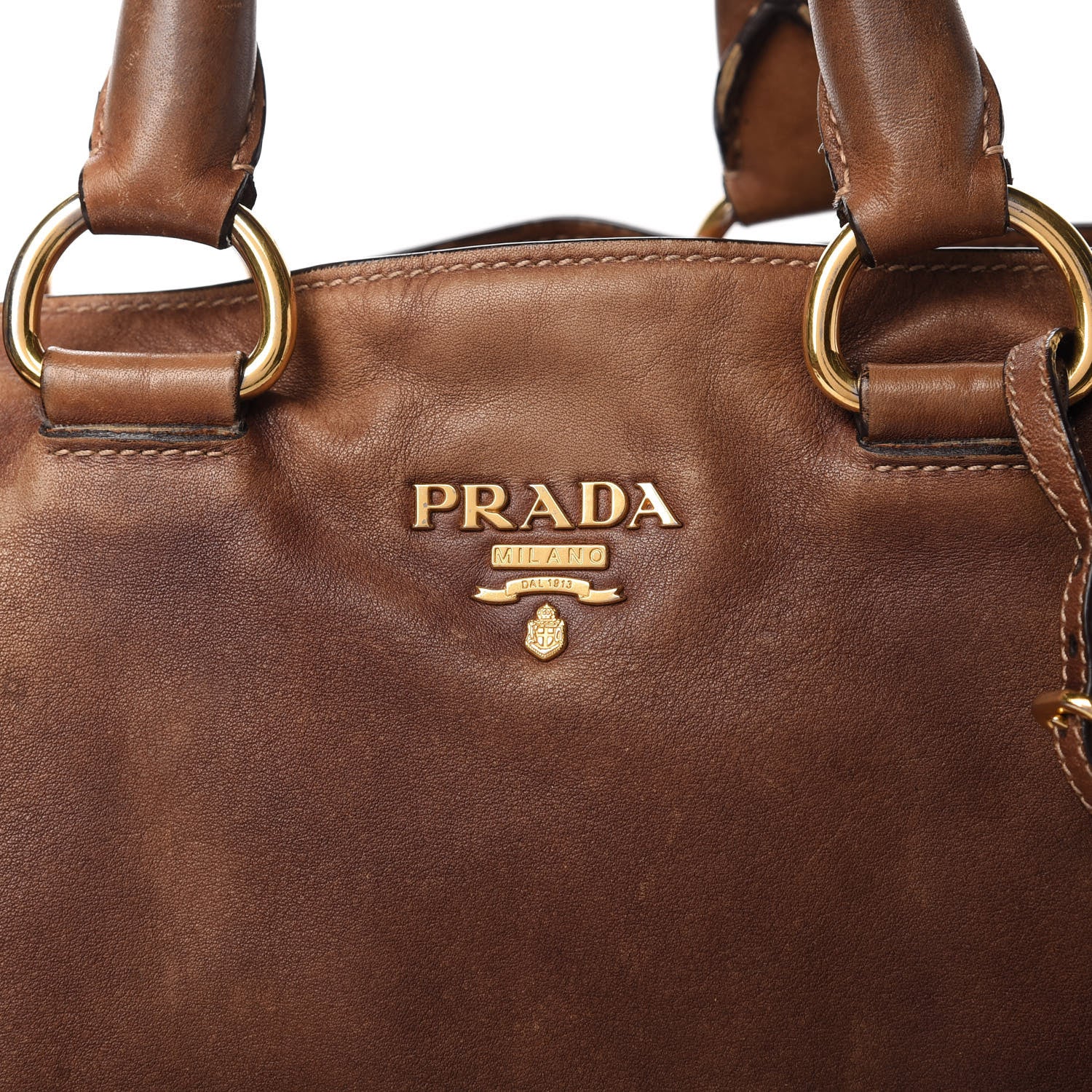 Prada Soft Calf Shopping Tote Brown 10 of 13